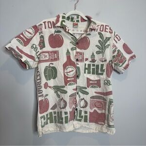 Junk Vintage Sack Food Shirt Short Sleeve Button Up Men’s Size Large Red Tomato